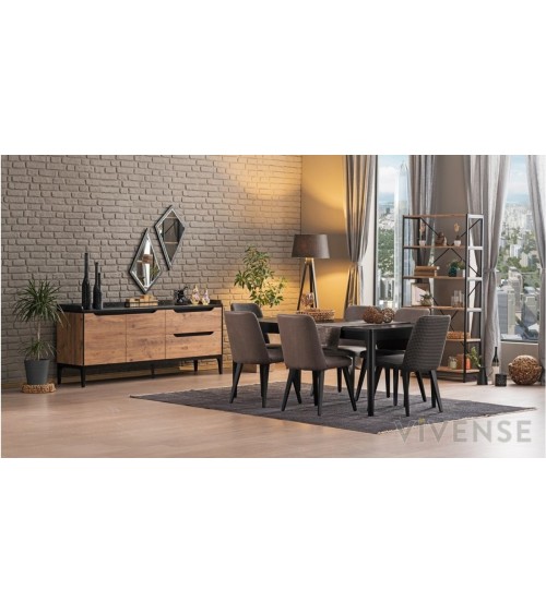 Salle à manger KNIDOS noir et bois