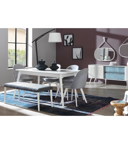 Salle à manger CUMBA Moonstone blanc et bleu-gris