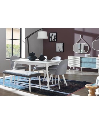 Salle à manger CUMBA Moonstone blanc et bleu-gris