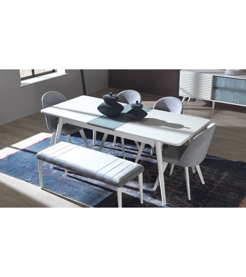 Salle à manger CUMBA Moonstone blanc et bleu-gris