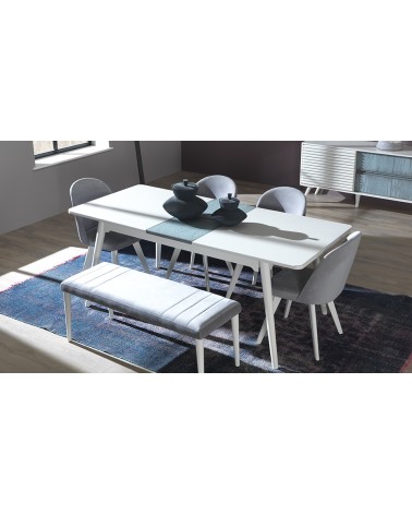 Salle à manger CUMBA Moonstone blanc et bleu-gris