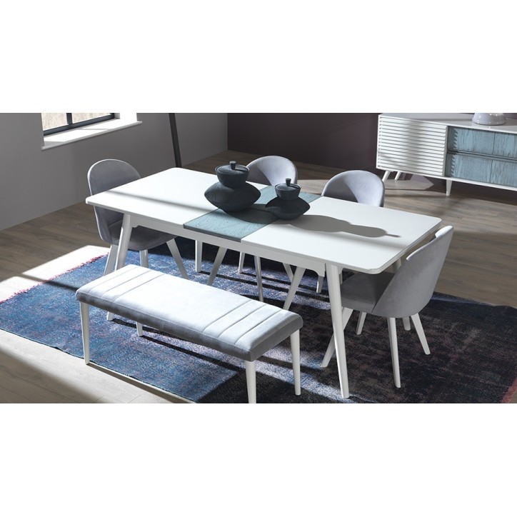 Salle à manger CUMBA Moonstone blanc et bleu-gris