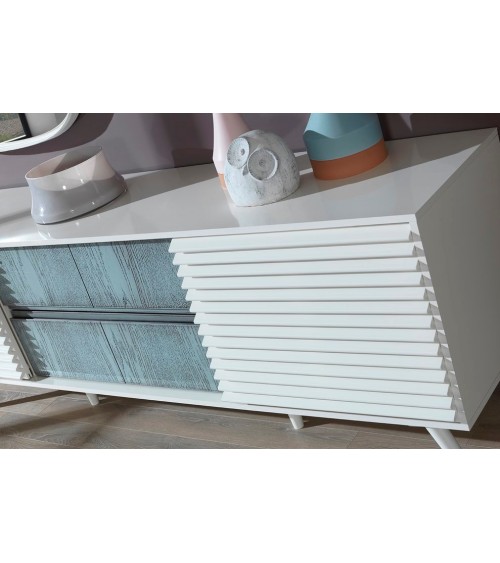 Salle à manger CUMBA Moonstone blanc et bleu-gris