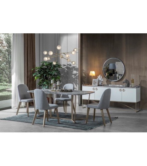 Salle à manger LOFT Gold blanc, doré et effet marbre