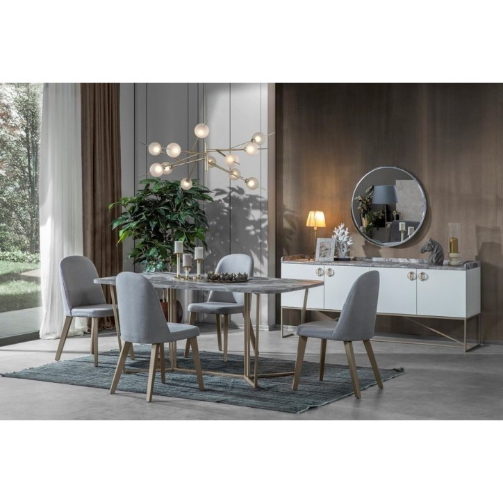 Salle à manger LOFT Gold blanc, doré et effet marbre