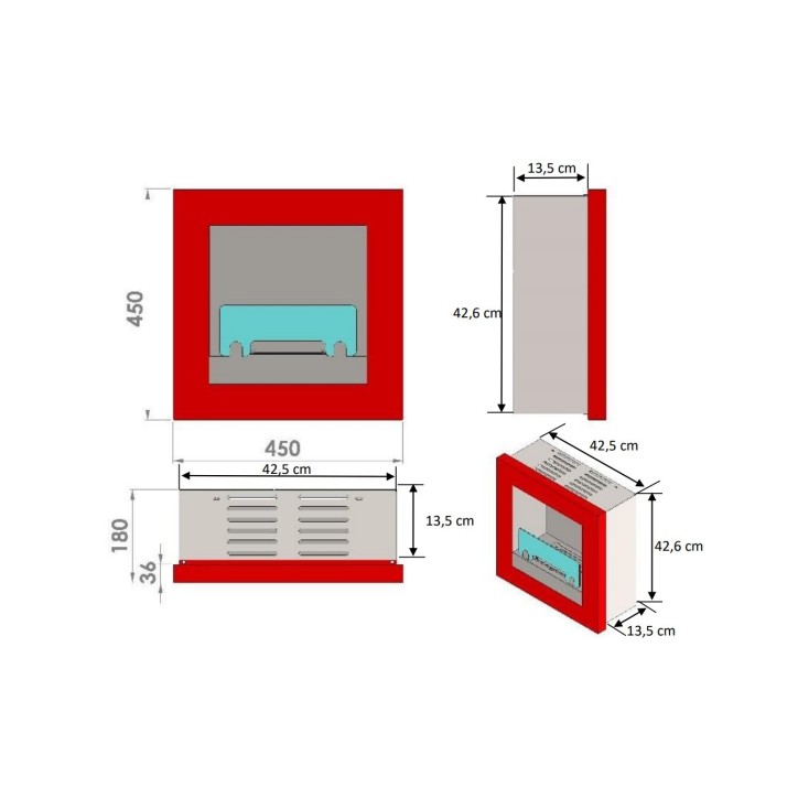 Lareira ASOLO a bio-etanol  1,5 kw em aço