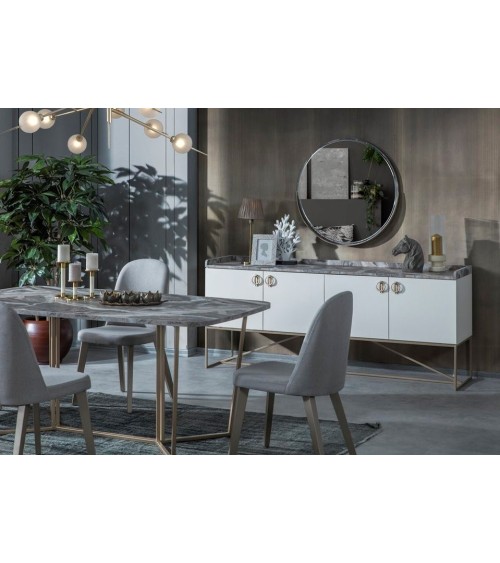 Salle à manger LOFT Gold blanc, doré et effet marbre