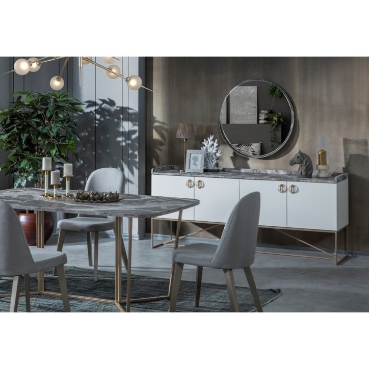 Salle à manger LOFT Gold blanc, doré et effet marbre