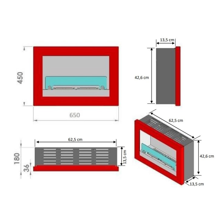 Chéminée bio-éthanol TREVISO 2.5 kw en plusieurs couleurs