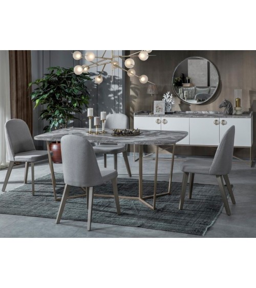 Salle à manger LOFT Gold blanc, doré et effet marbre