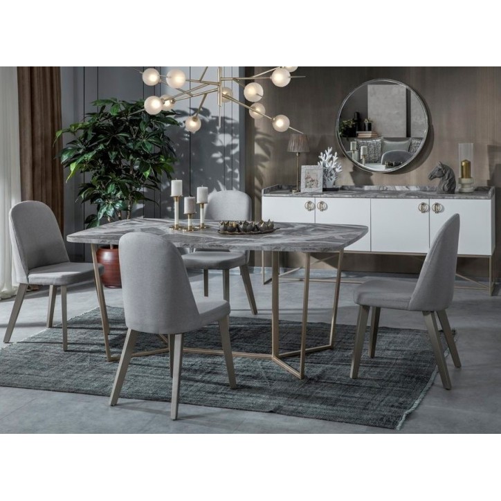 Salle à manger LOFT Gold blanc, doré et effet marbre