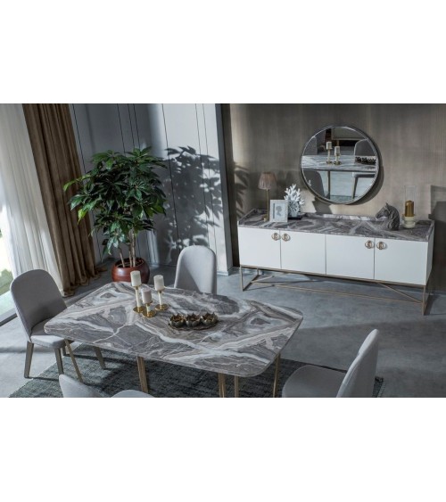 Salle à manger LOFT Gold blanc, doré et effet marbre