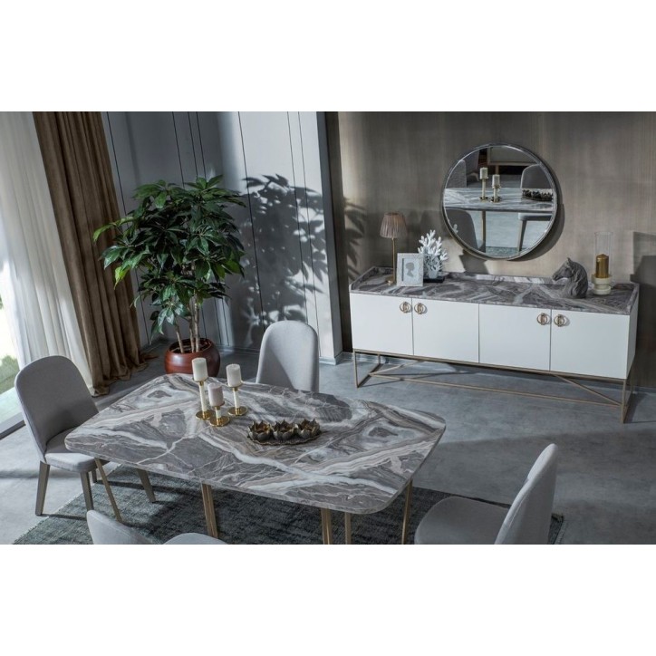 Salle à manger LOFT Gold blanc, doré et effet marbre