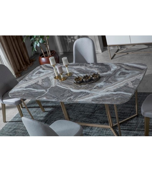 Salle à manger LOFT Gold blanc, doré et effet marbre