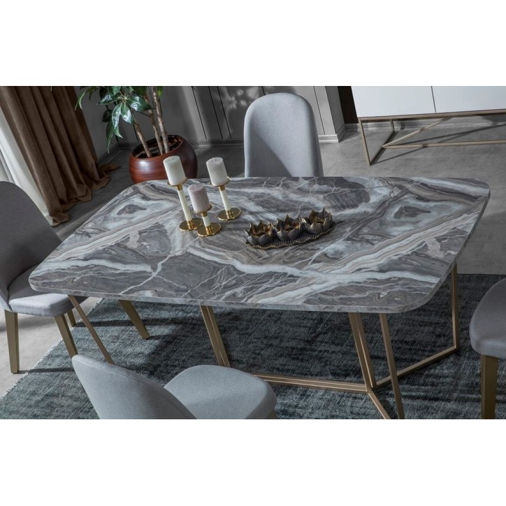 Salle à manger LOFT Gold blanc, doré et effet marbre