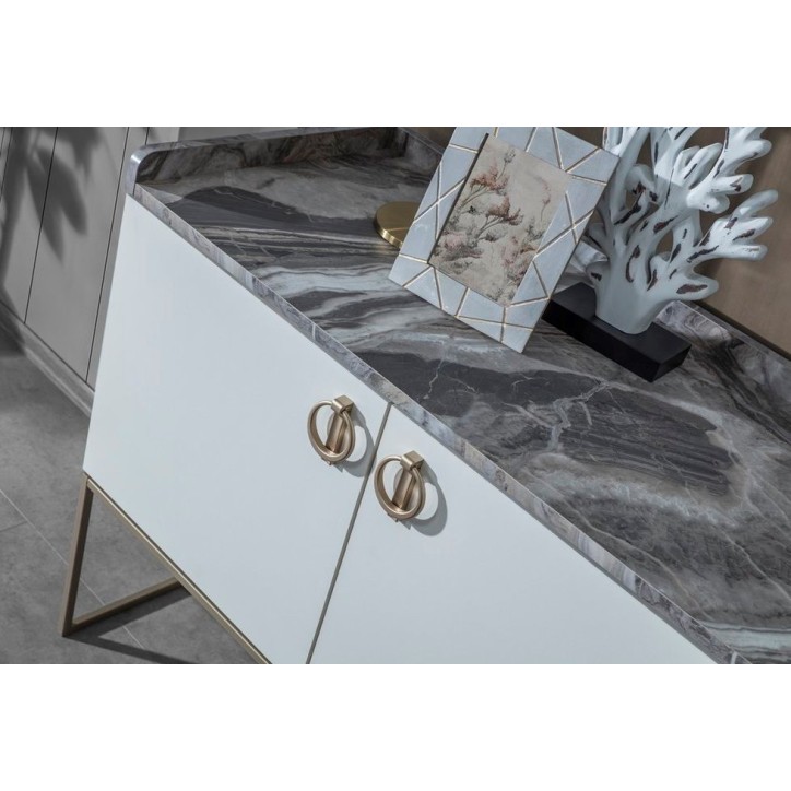 Salle à manger LOFT Gold blanc, doré et effet marbre