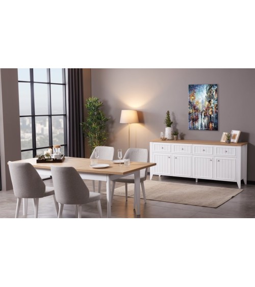 Salle à manger LORIN bois et blanc