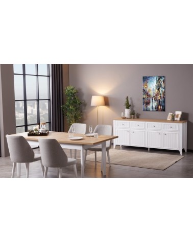 Salle à manger LORIN bois et blanc
