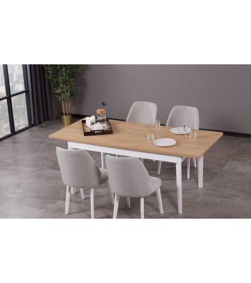 Salle à manger LORIN bois et blanc