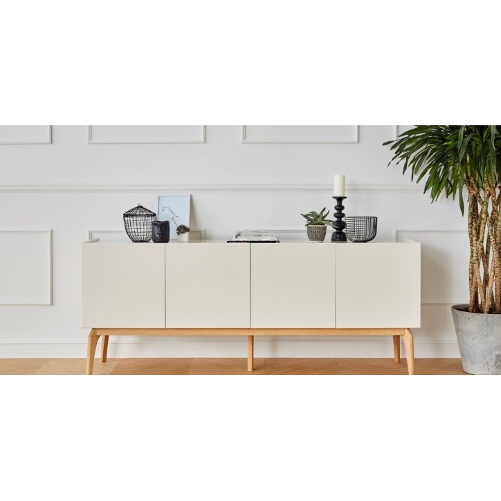 Buffet CLARA 4 portes 1 tiroir 200 cm blanc