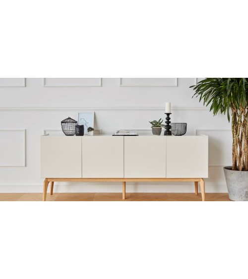 Buffet CLARA 4 portes 1 tiroir 200 cm blanc