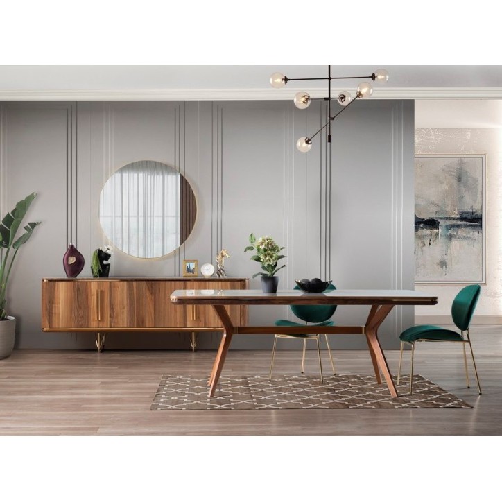 Salle à manger PARIS bois et effet marbre