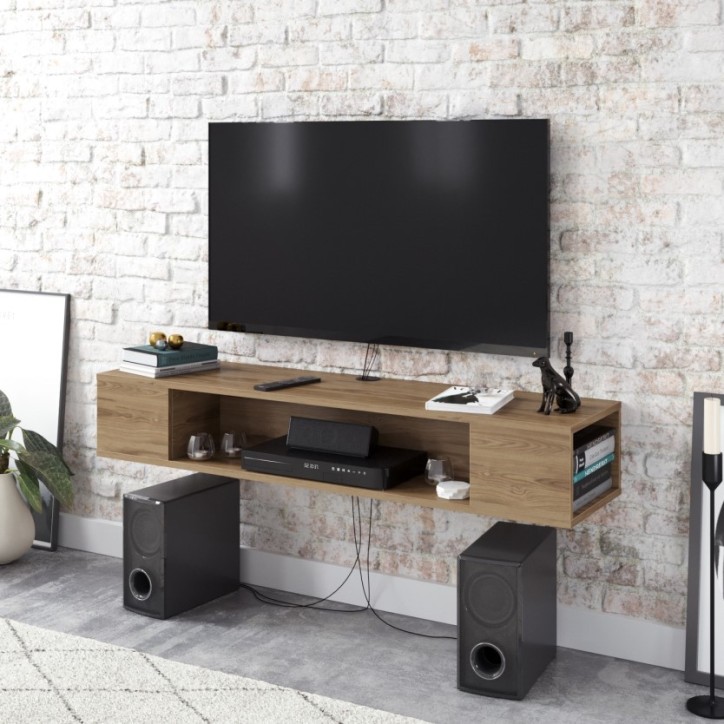 Meuble TV suspendu PETI noyer 135 cm