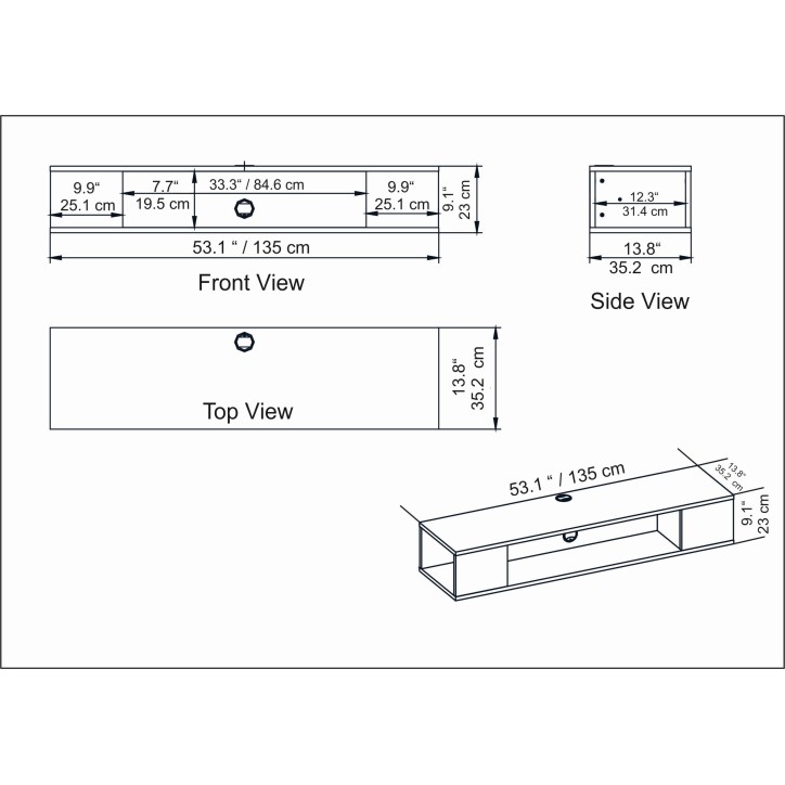 PETI hangend TV-meubel, walnoot 135 cm