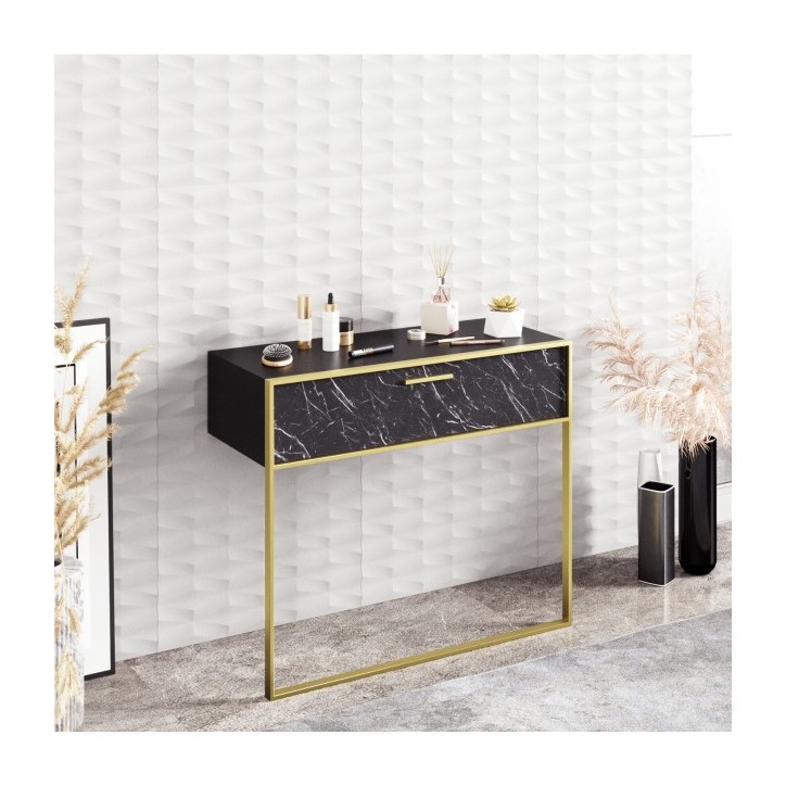 Console POLKA nera e oro 90 cm