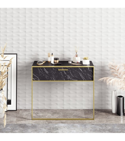 Console POLKA nera e oro 90 cm