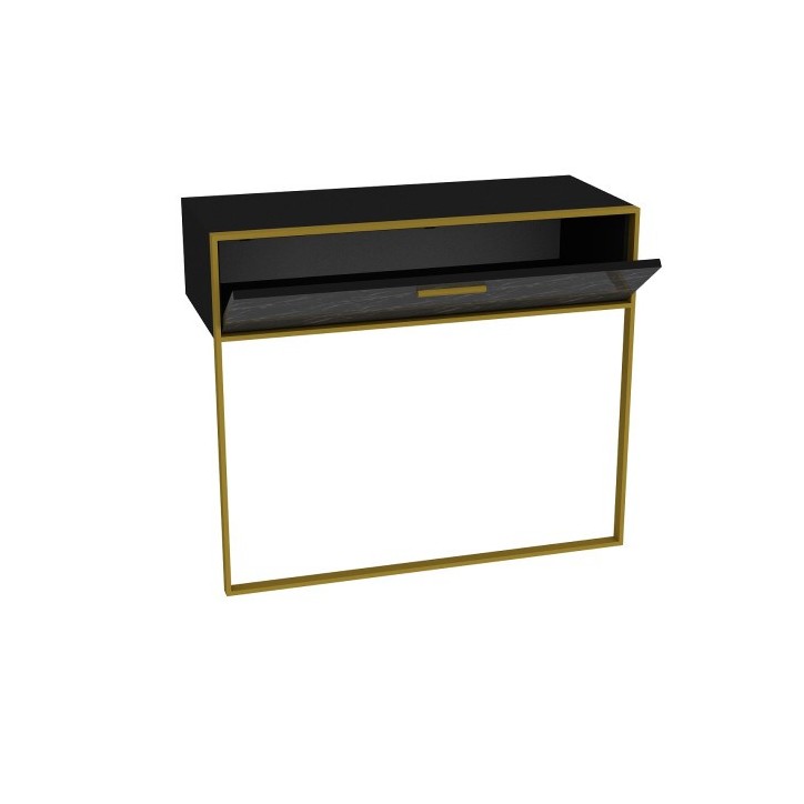 Console POLKA noir et doré 90 cm