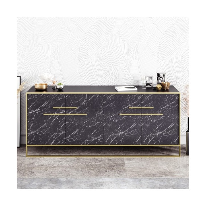 Aparador POLKA preto e dourado 180 cm