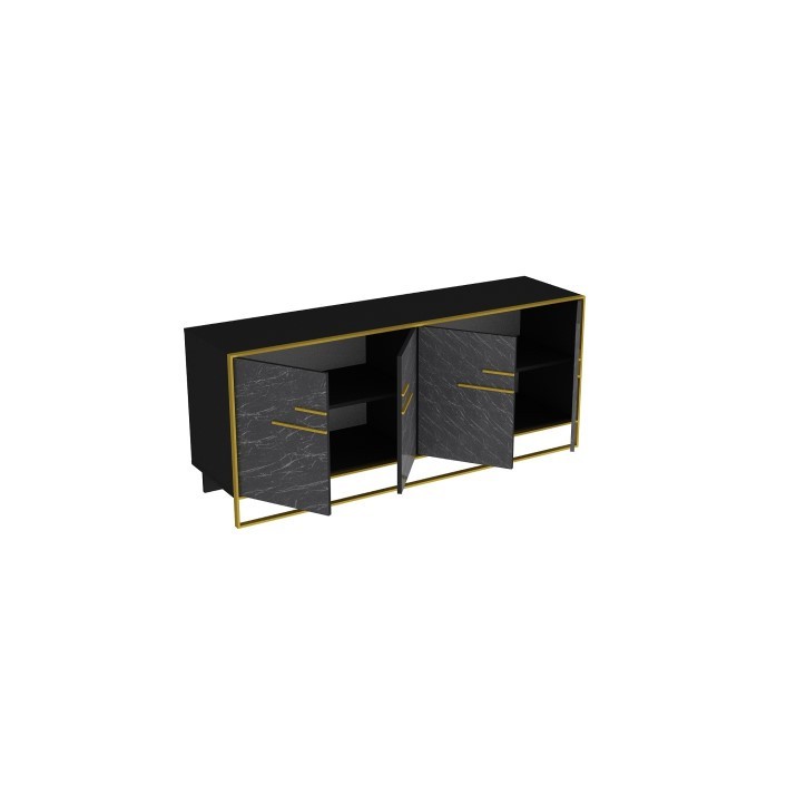 Zwart en goud POLKA dressoir 180 cm