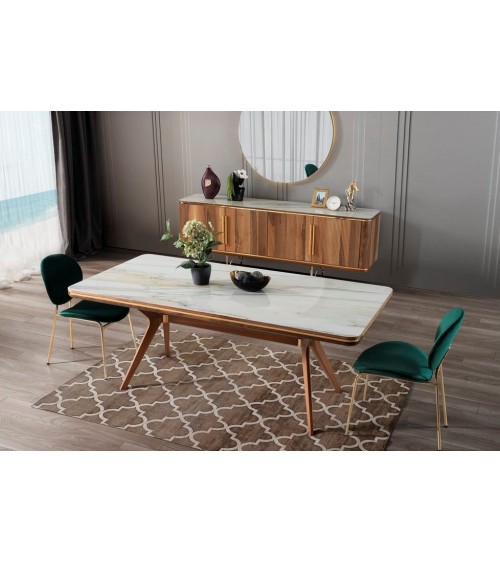Salle à manger PARIS bois et effet marbre
