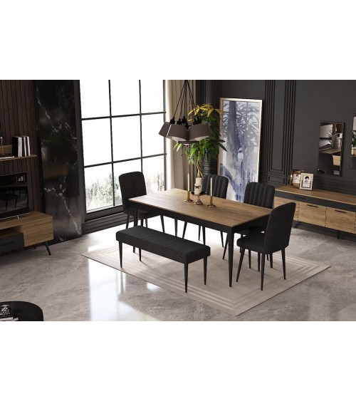 Salle à manger VENISE bois et noir