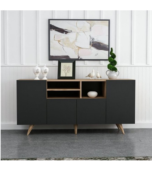 Credenza SANSA a 4 ante da 160 cm, nero