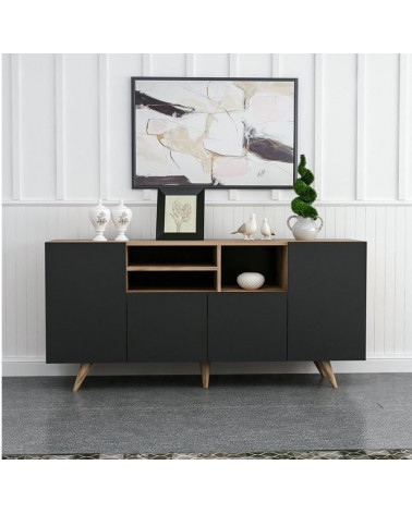Credenza SANSA a 4 ante da 160 cm, nero