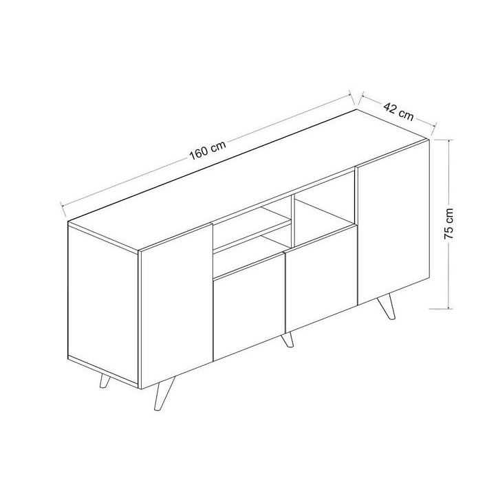 Aparador  4 puertas SANSA 160 cm negro
