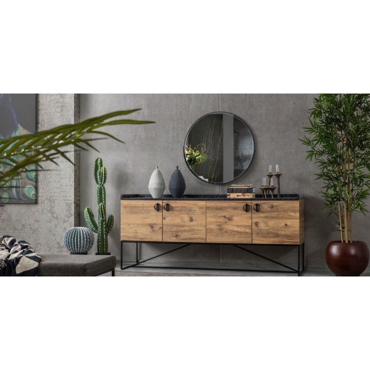 Buffet LOFT 4 portes 190 cm marron