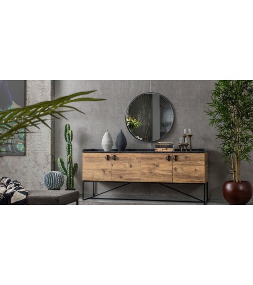 Buffet LOFT 4 portes 190 cm marron