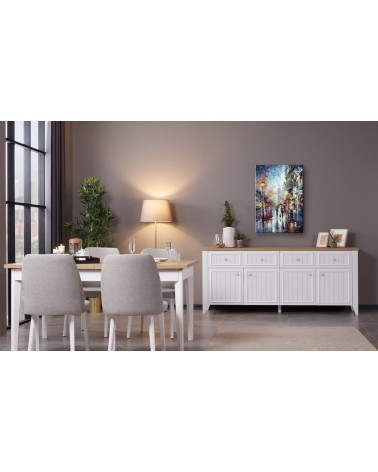 Buffet LORINE 4 portes 2 tiroirs 200 cm blanc