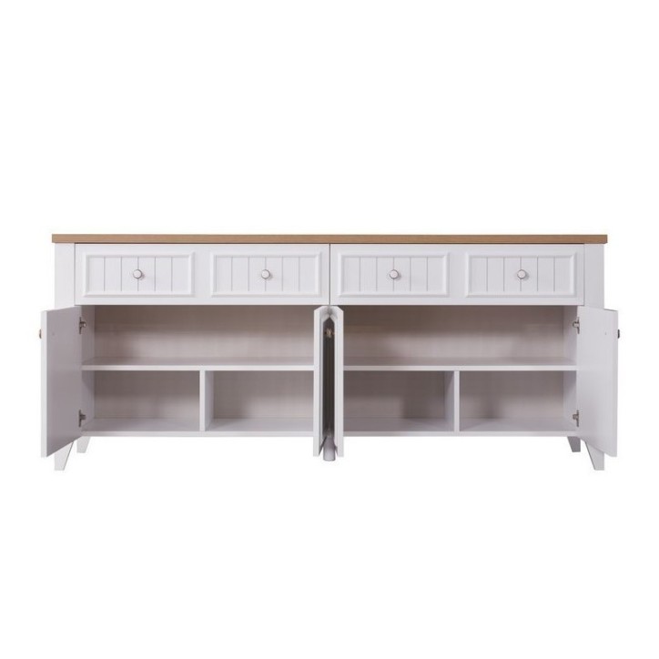 Buffet LORINE 4 portes 2 tiroirs 200 cm blanc