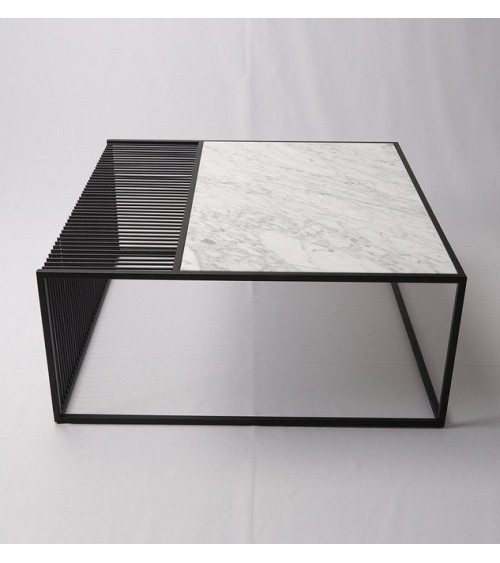 Table basse en marbre blanc et métal 100 x 100 x 40 cm