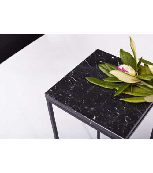 Table d'appoint en marbre noir 30 x 30 x 72 cm