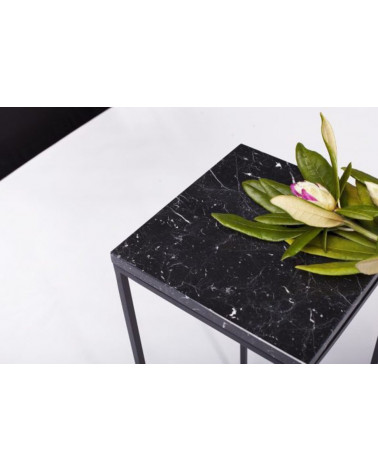 Table d'appoint en marbre noir 30 x 30 x 72 cm