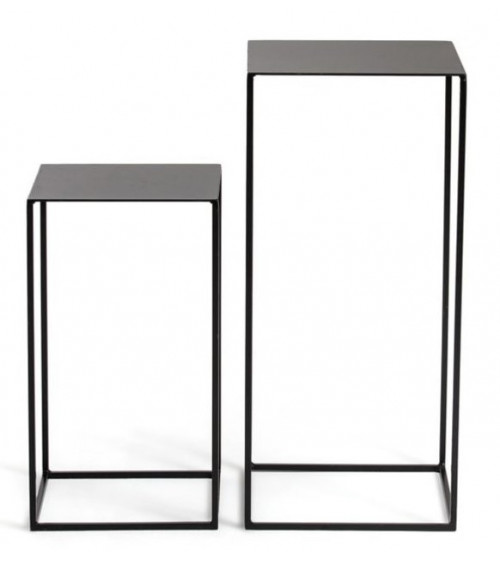 Table d'appoint double en métal 34 x 34 x 74 cm et 30 x 30 x 54 cm