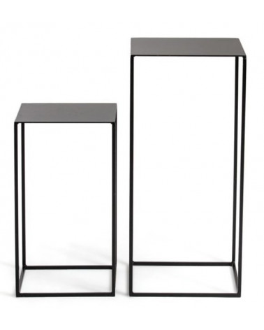 Table d'appoint double en métal 34 x 34 x 74 cm et 30 x 30 x 54 cm