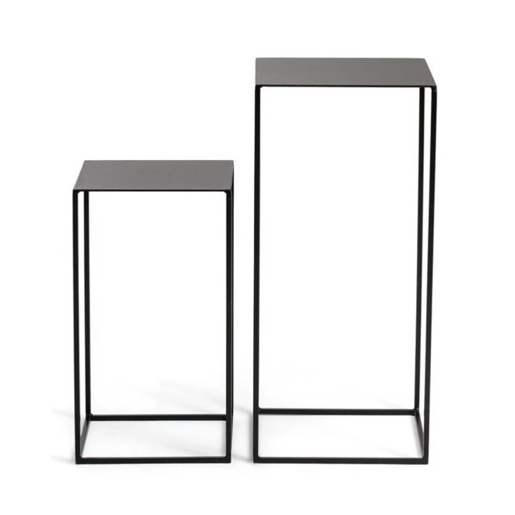 Table d'appoint double en métal 34 x 34 x 74 cm et 30 x 30 x 54 cm Table d'appoint double en métal 34 x 34 x 74 cm et 30 x 30 x 54 cm