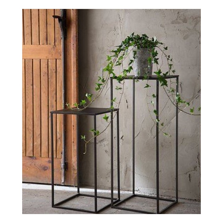 Table d'appoint double en métal 34 x 34 x 74 cm et 30 x 30 x 54 cm Table d'appoint double en métal 34 x 34 x 74 cm et 30 x 30 x 54 cm
