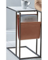 Table d'appoint en marbre blanc et cuir
